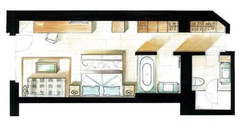 Le Petit Cervin 호텔 체르마트 외부 사진 A floor plan of a typical hotel room